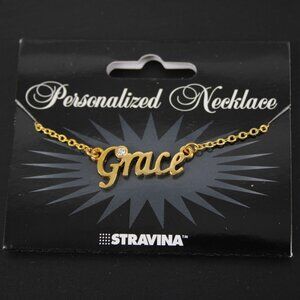 GRACE Goldtone Rhinestone Accent 14.5" w 4.5" Multi Ring Ext Necklace